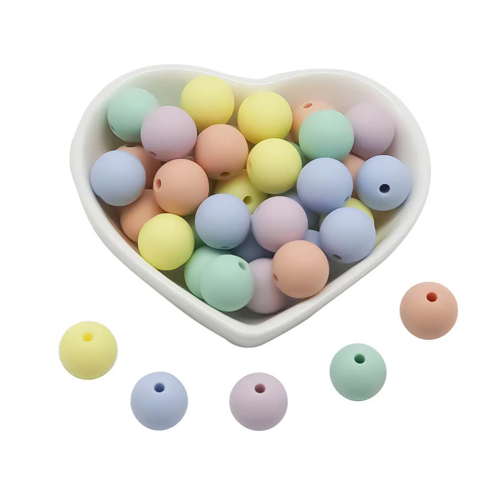 Cute-idea 15mm baby products chewing chain 30pcs,safe food grade chewing round silicone beads,environmentally friendly toy