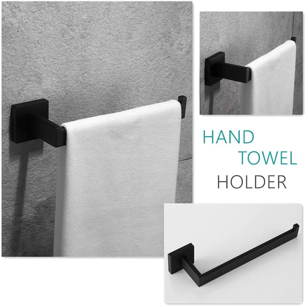 TAICUTE Bathroom Towel Holder Stainless Steel Towel Hanger Wall Mount Shower Accessories, Black Chrome Brushed