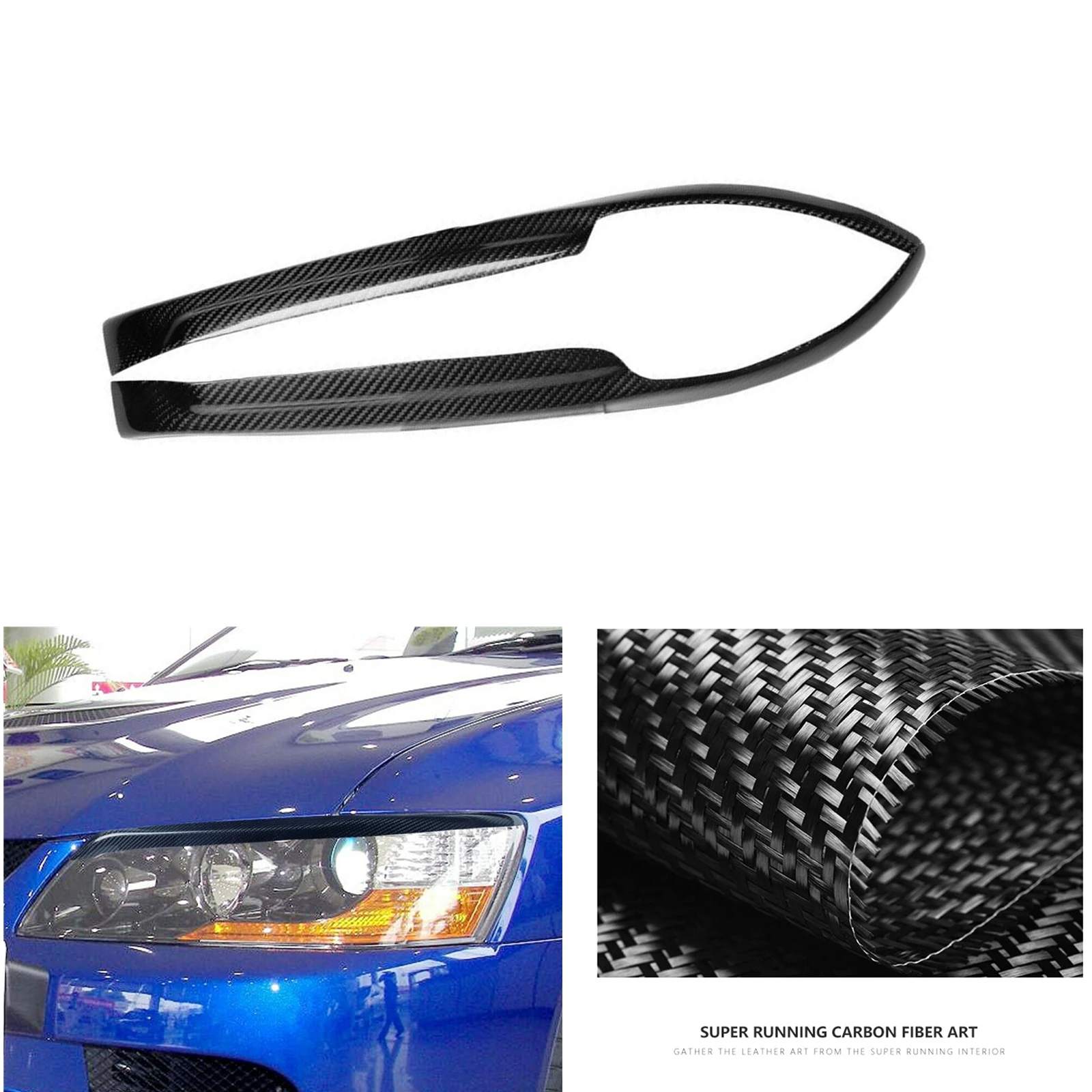 Front Head Light Trim For Mitsubishi EVO Lancer 2003-2007 Carbon Fiber Headlight Eyelid Headlamp Eyebrow Cover Lamp Sticker Brow