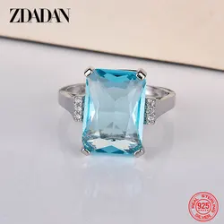 ZDADAN 925 Sterling Silver Charm Topaz Ring For Women Luxury Wedding Jewelry Party Gift