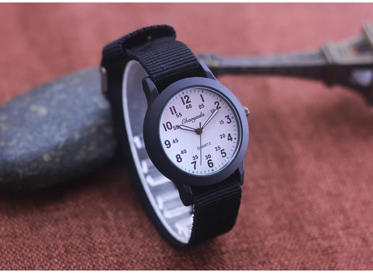 Chaoyada Brand Boys Men Students Learning Time Quartz Watches Girls Water Resistant Gifts Clock Kids Canvas Fashion Wristwatches