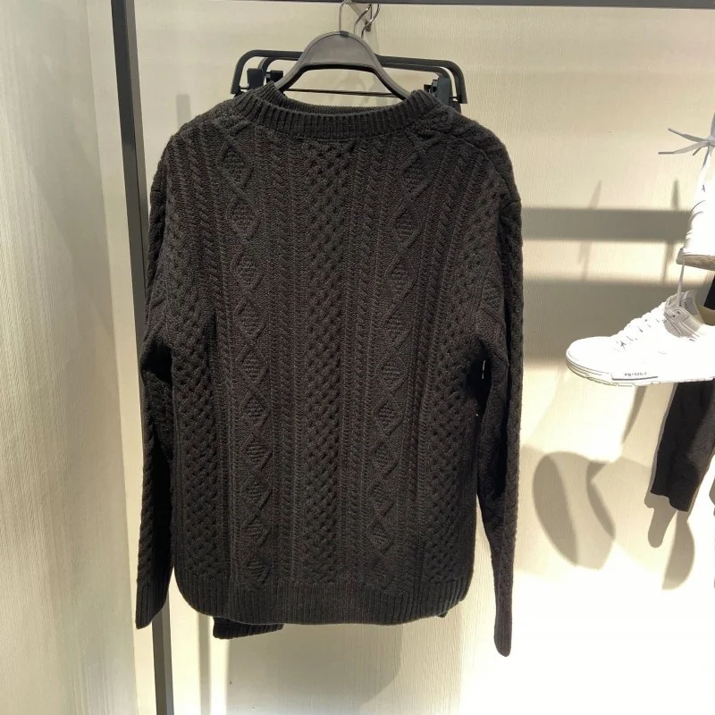 

Men Autumn Black Knitting V-Neck Sweater