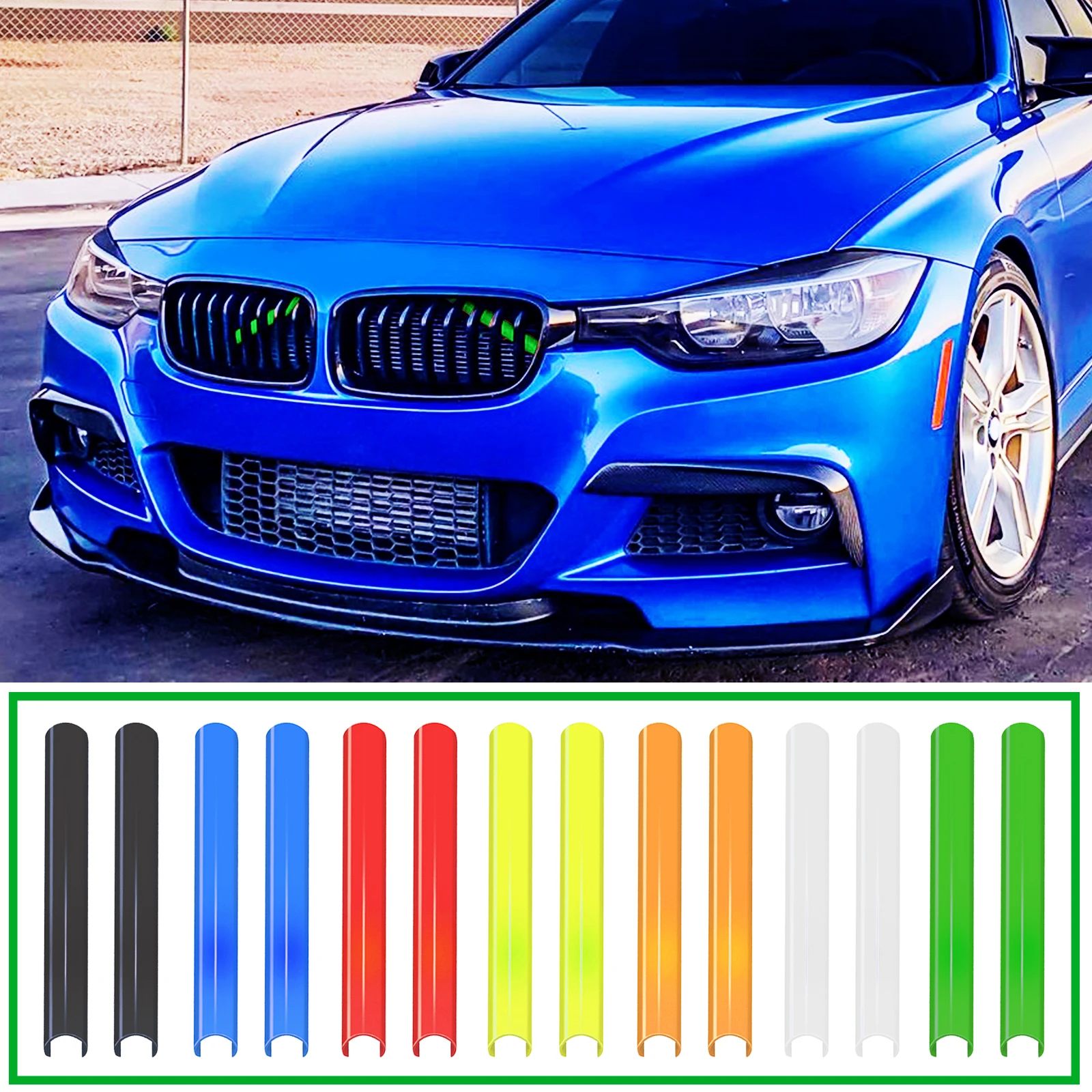 Front Grille Trim Strips For BMW F30 F32 3 4 Series 7 Color Sport Style Grille Trim Strips Cover Frame Car Decorations Stickers