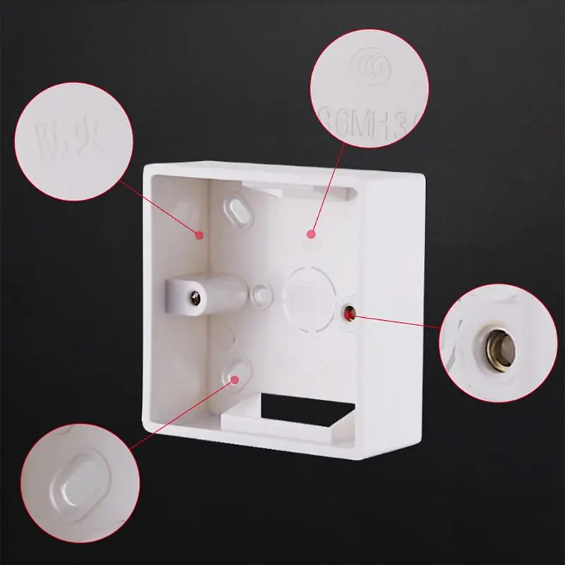 86X86 PVC Thickening Junction Box Wall Mount Cassette For Switch Socket Base Switch Bottom Box Electrical Box Accessories