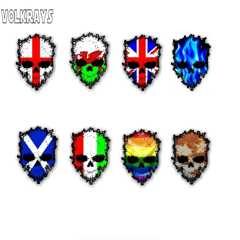 Volkrays Dripping Skull with National Flag External Vinyl Car Sticker Waterproof Decal for BMW Audi Motorcycle Bike,20cm*15cm