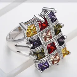 Fashion Jewelry Colorful Zircon Female Ring Confession Gift Party Accessories