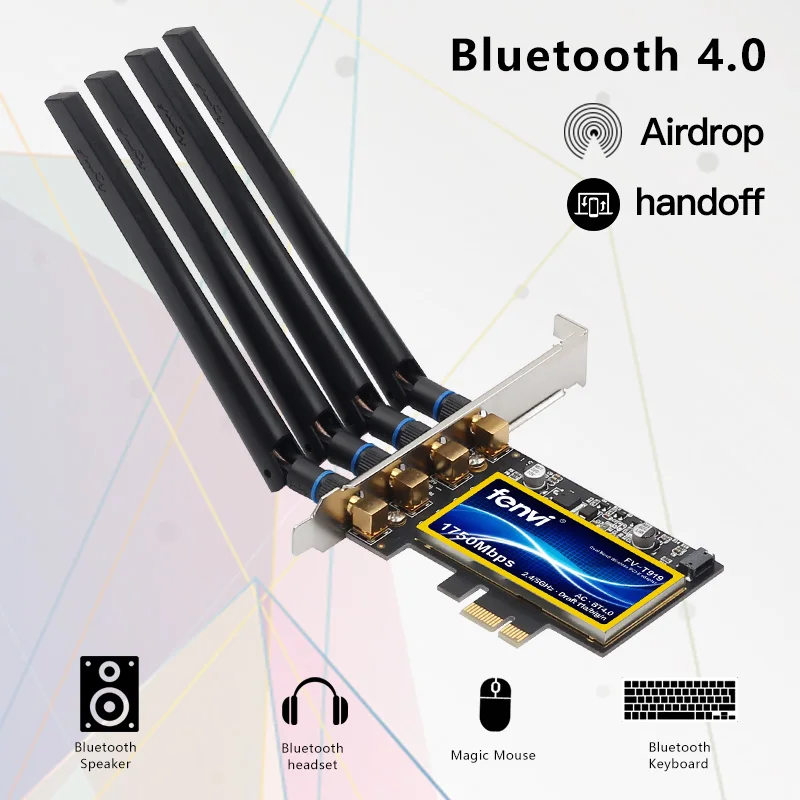 fenvi T919 1750Mbps PCIe Wifi Adapter BCM94360CD MacOS Hackintosh Bluetooth 4.0 802.11ac 2.4G/5G Wireless Card Desktop PC