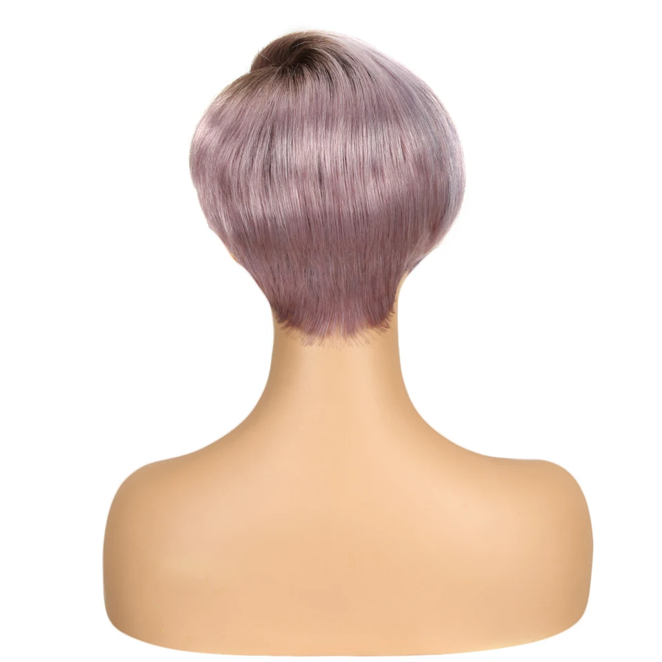 Trueme-Pixie Cut Bob Peruca de Cabelo Humano para Mulheres, Ombre, Loira 613, Roxo, Vermelho, Remy, Brasileiro, L Part, Lace Wig