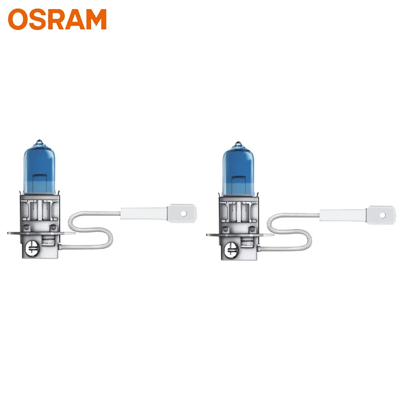 OSRAM H3 62151CBA Halogen Fog Lamps Cool Blue Advance 12V 55W Auto Original Head Light 5000K White Light +50% Brighter, Pair