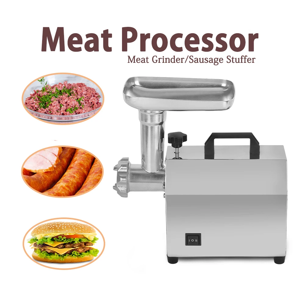 Electric Meat Grinder Sausage Stuffer Stainless Steel Beef Chopper Croquettes Mincer W/ 2 Blades 25KG/H Auto Meat Processors