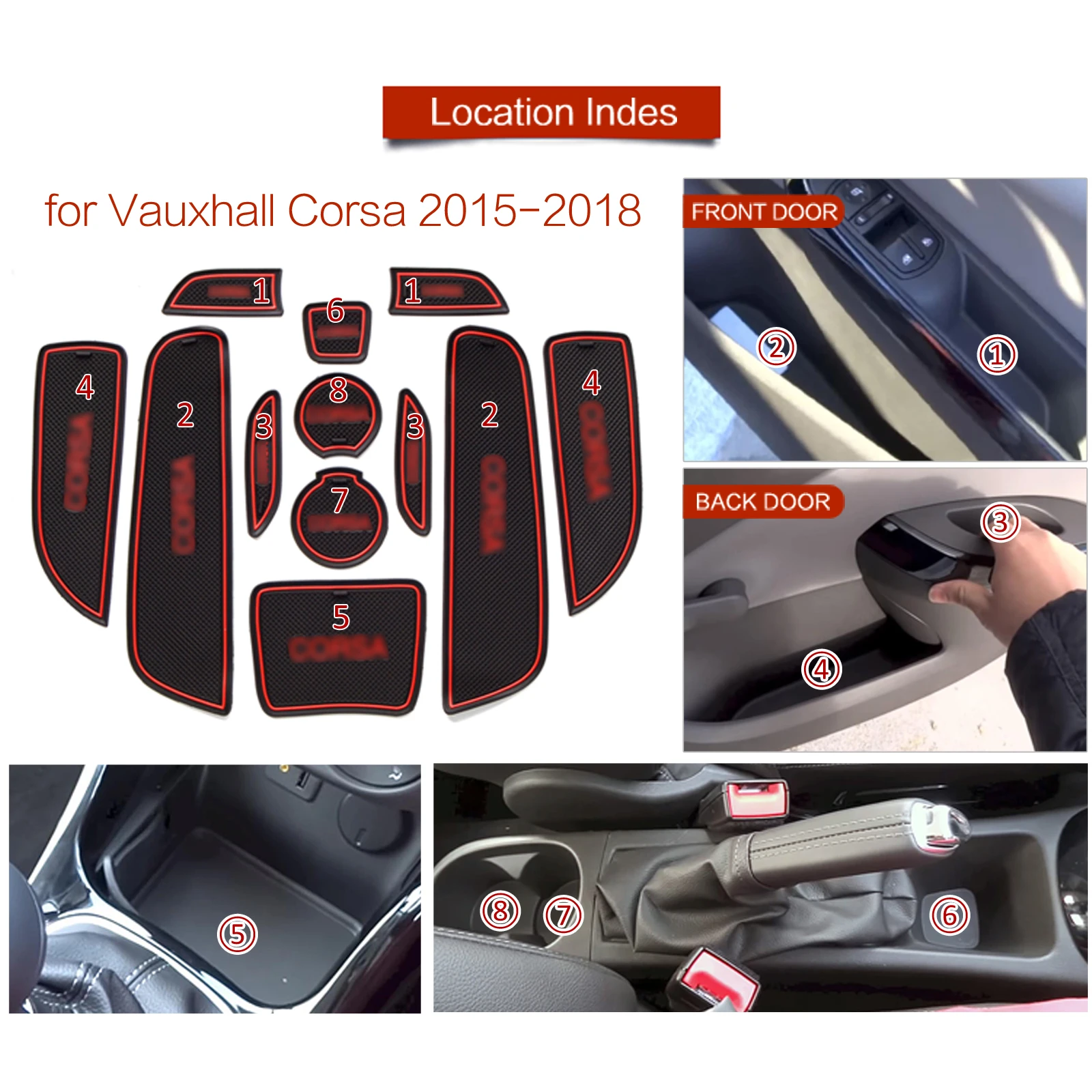 Anti-Slip Gate Slot Cup Mat For Opel Vauxhall Corsa 2015-2018 Accessories Door Groove Coaster Non-Slip Pad Rubber Coaster