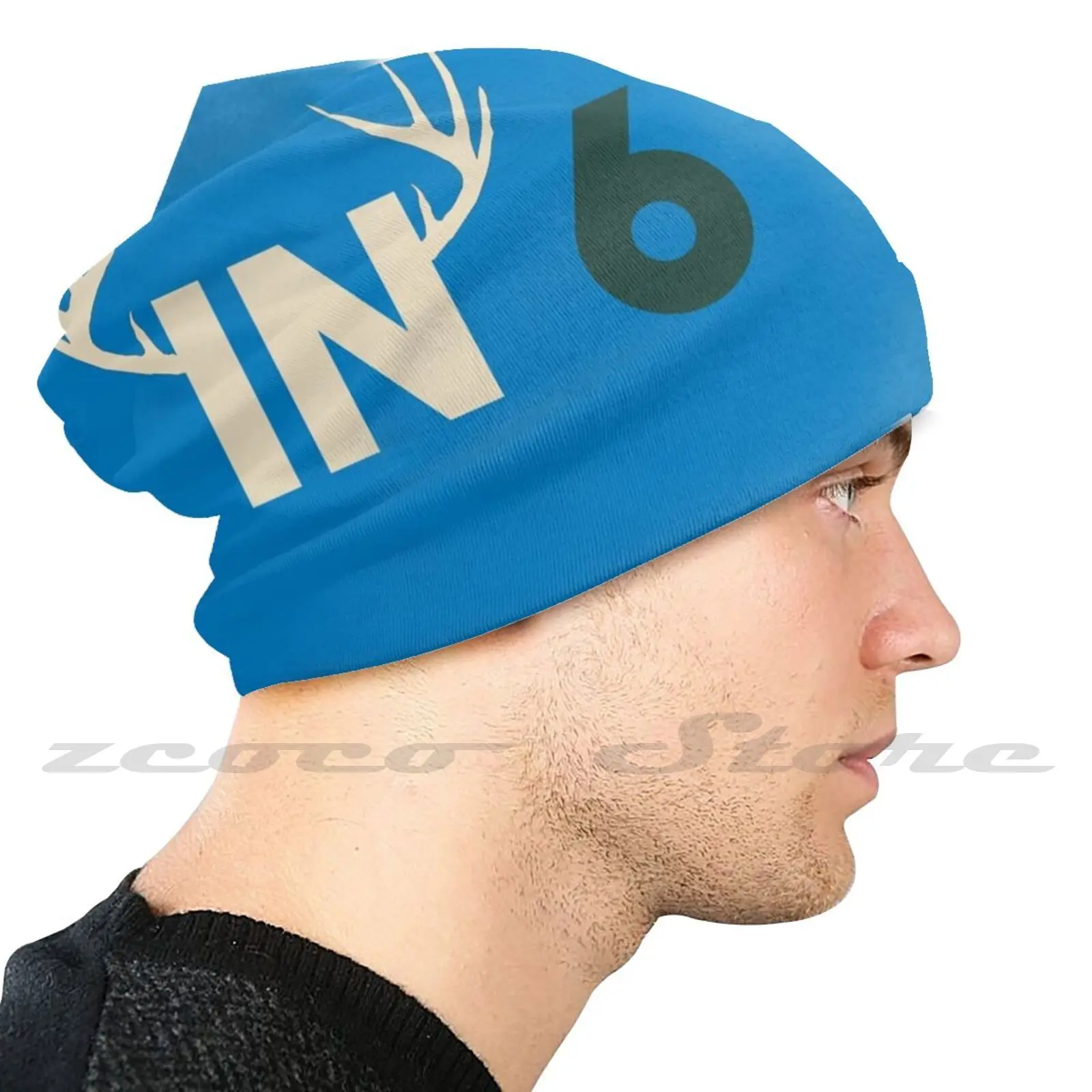 In 6 Blue Mask Adult Kids Knit Hat Hedging Cap Outdoor Sports Breathable Wisconsin Deer Antlers Basketball 414