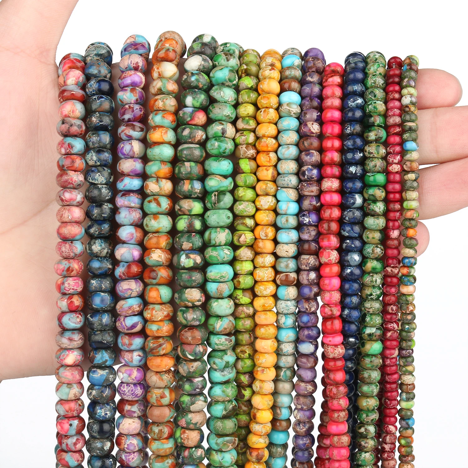 Multicolor Sea Sediment 4/6/8mm Natural Stone Beads Round Loose Spacer Beads for Jewelry Making DIY Bracelet Accessories 15inch