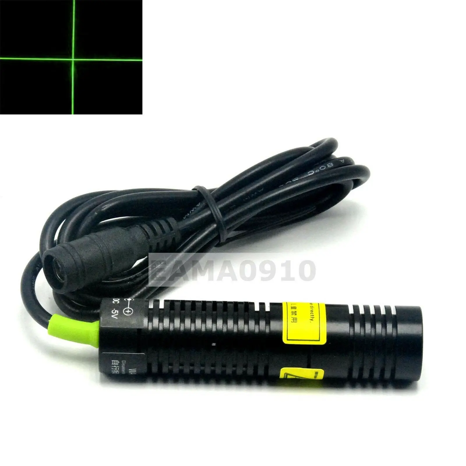 532nm 30mW Green Cross Laser Module Long Time Working 18x75mm w/AC 5V Adapter