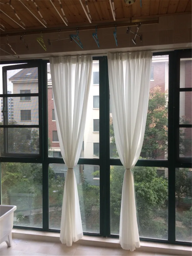 

Nordic Pure white window Tulle Curtains for Living Room Bedroom Sheer Curtains for Kitchen Finished Voile Curtains for Window