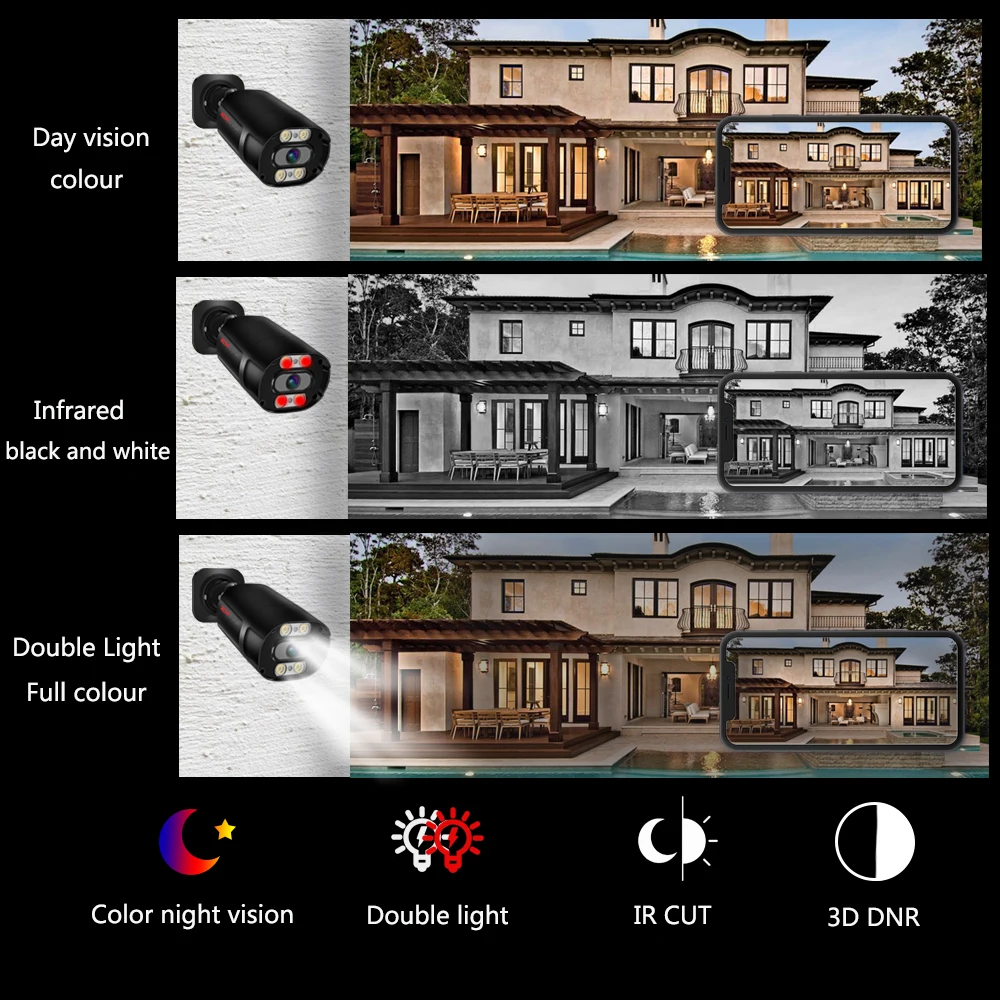 Cámara de seguridad 4K de 8MP, videovigilancia POE con detección humanoide a Color, Kit Nvr de 8 canales, grabación Cctv, cámara Ip para exteriores