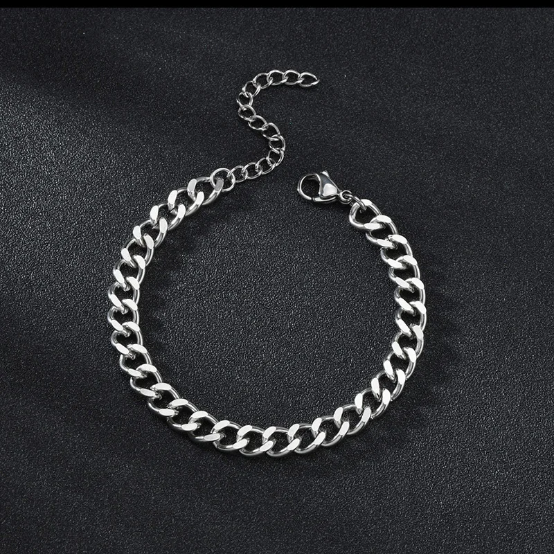 High Quality Stainless Steel Bracelets For Men Women Black Punk Curb Cuban Link Chain Bracelets On the Hand Jewelry Gifts trend