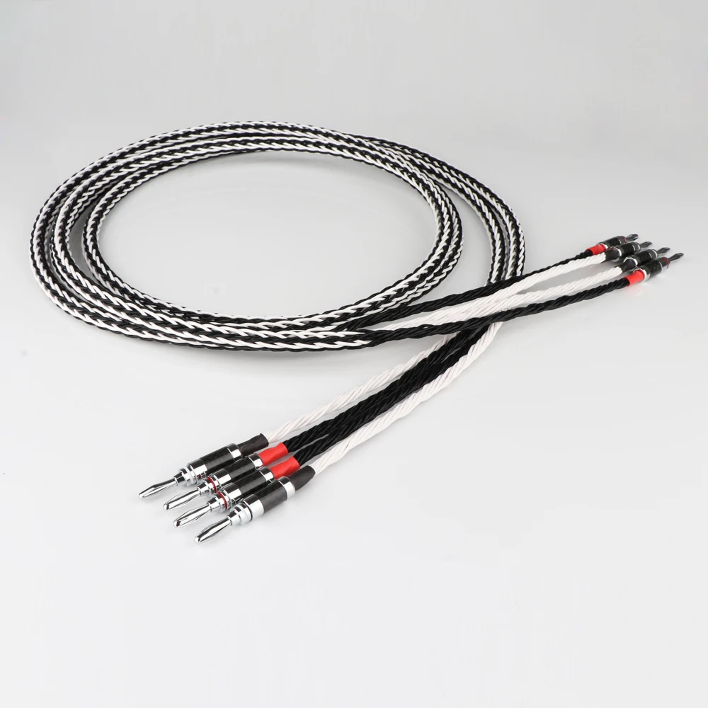 

2.5m Pair 8TC Audiophile hifi Speaker Cable DIY with carbon fiber banana plug loudspeaker cable