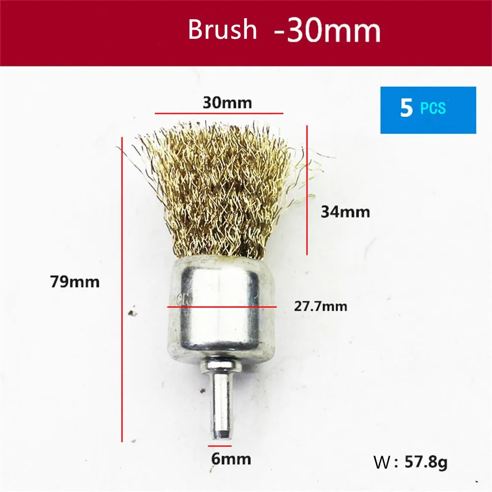 5pcs แปรงลวด 6MM เหมาะสำหรับบดและ Derusting ขัดไฟฟ้าเครื่องบดเครื่องบดมุม