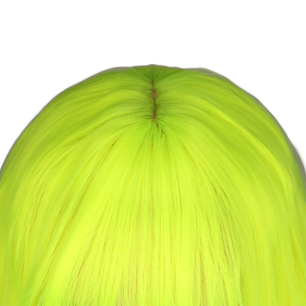 QQXCAIW Kinky Curly Wigs Natural Long Silky Neon Yellow Color Heat Resistant Hair Synthetic Wig