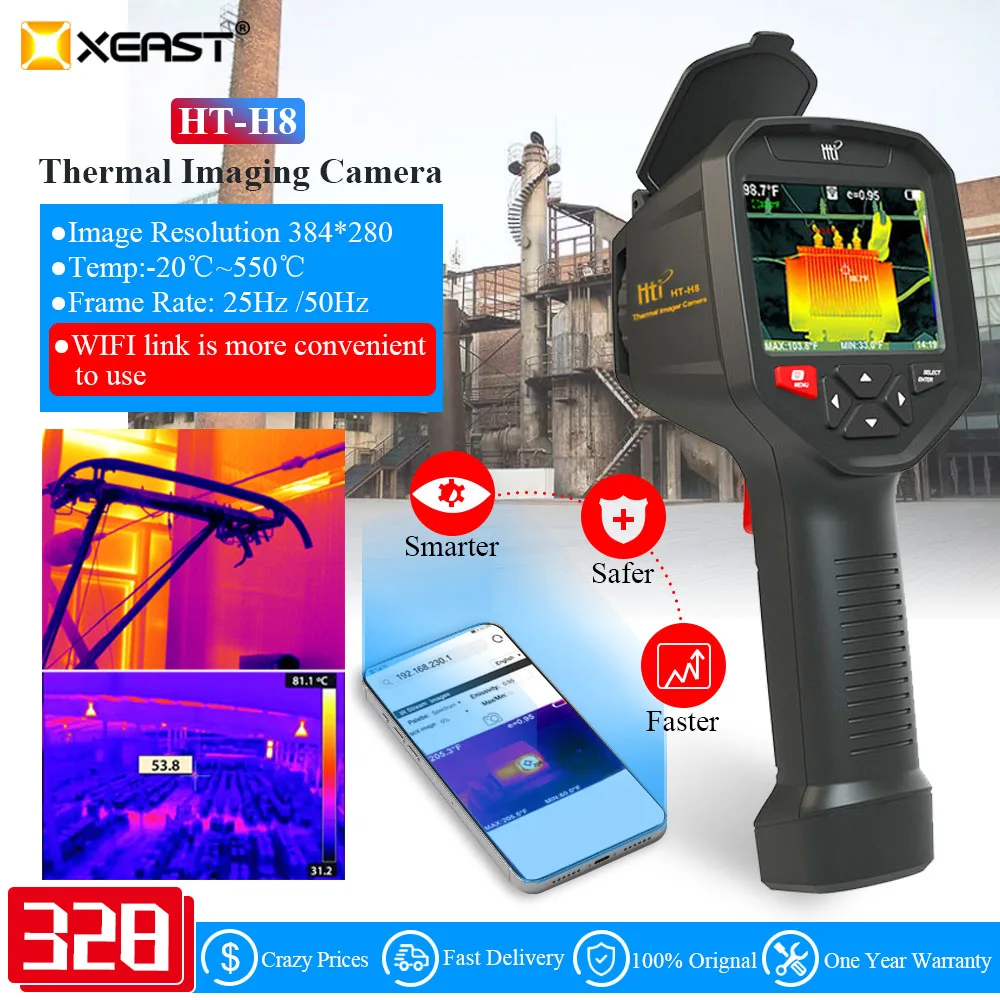 Upgrade Professional HT-H8 WIFI IR Infrared Thermal Imager Camera Handheld Temperature Automatic Tracking Rechargeable 3.5 TFT