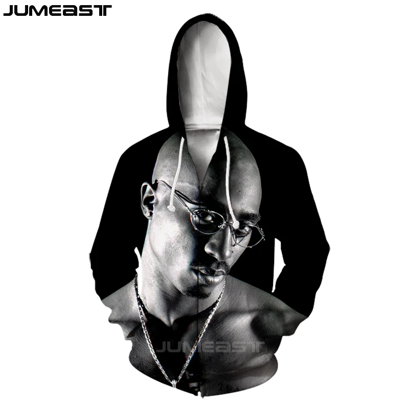 Jumeast Männer Frauen 3D Sweatshirts Superstar Tupac Übergroßen Mantel Streetwear Harajuku Casual Jacke Pullover Frühling Zipper Hoodies