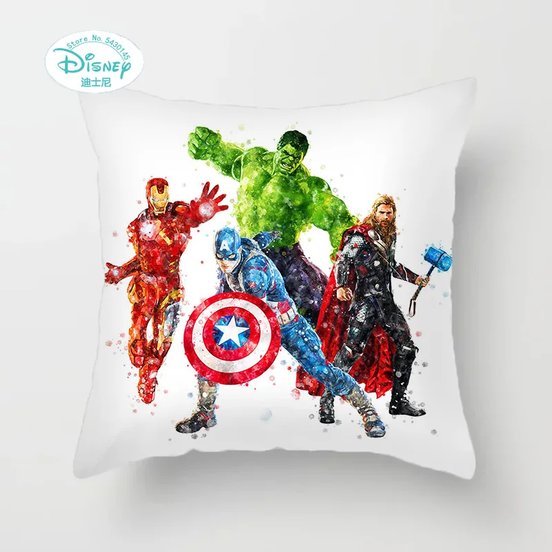 Disney Marvel Heroes Avengers New Color Spider-Man Captain Iron Man Pillow Case Car Sofa Pillow Cushion Cover 45x45cm