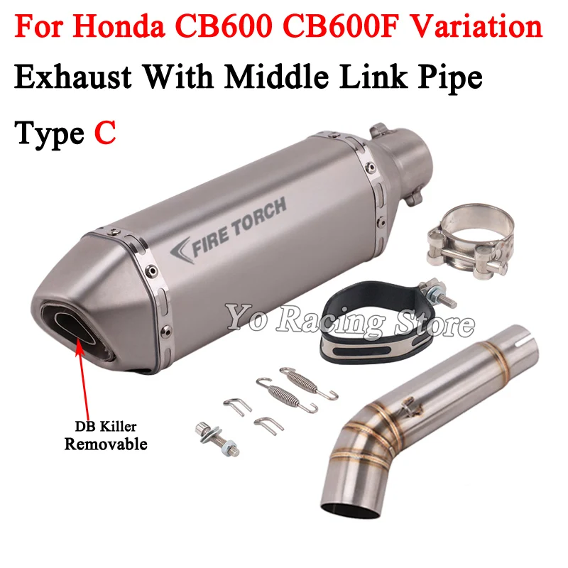 For Honda CBF600N CB600 CB600F Variation Hornet 600 Motorcycle Exhaust Escape Modified Moto Muffler Middle Link Pipe DB Killer