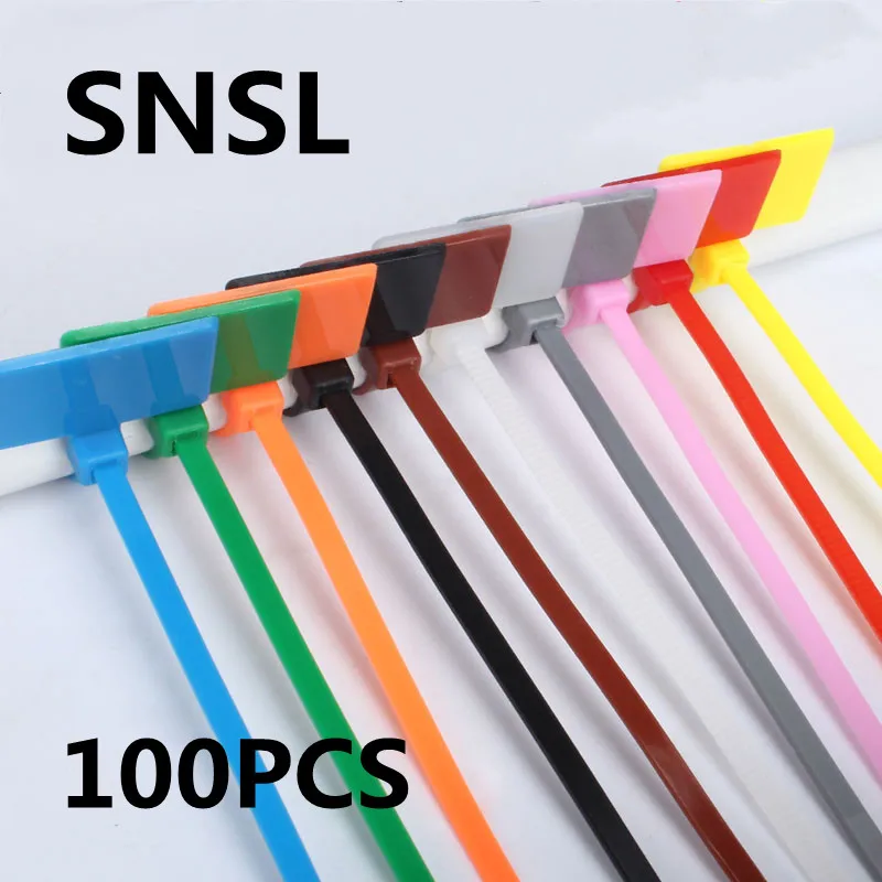 

Multifunctional label plastic ring ties4*200mm, nylon cable tie labels, self-locking zipper ties for marking cable labels