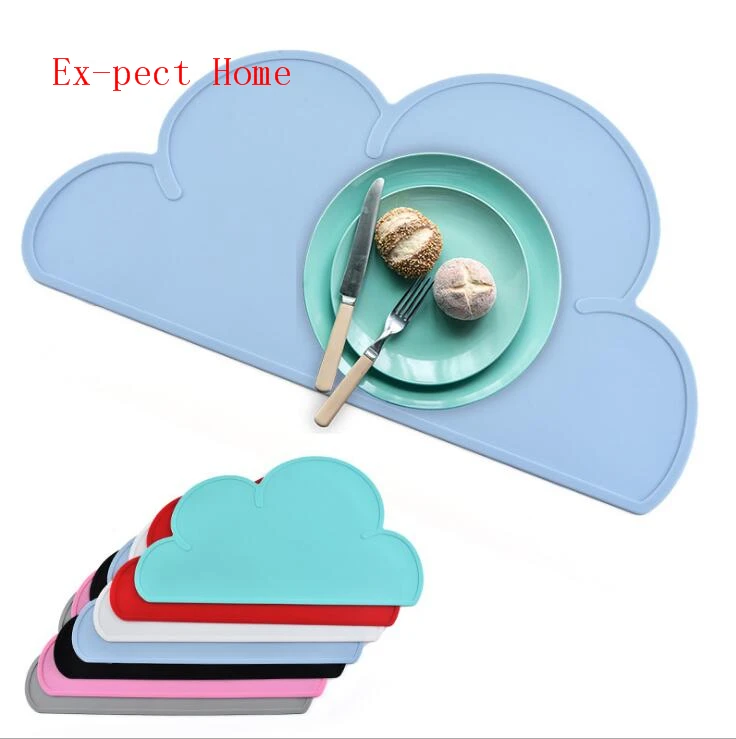 50pcs 47*27cm Waterproof Silicone Placemat Bar Mat Baby Kids Cloud Shaped Plate Mat Table Mat