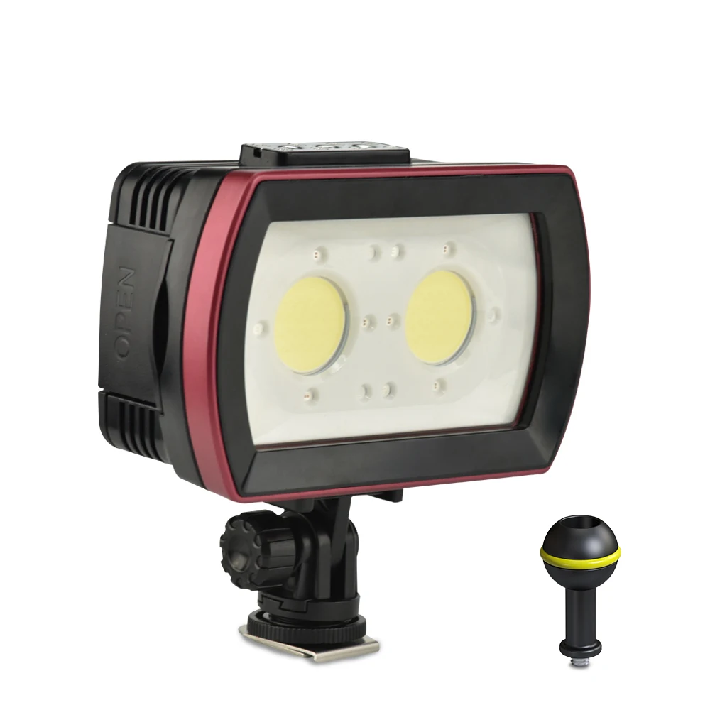 SL-21 Durable LED Diving Light 7000-7500K Underwater Fill-in Lamp 2LEDs 40M Waterproof with White/ Red/ Blue Lights