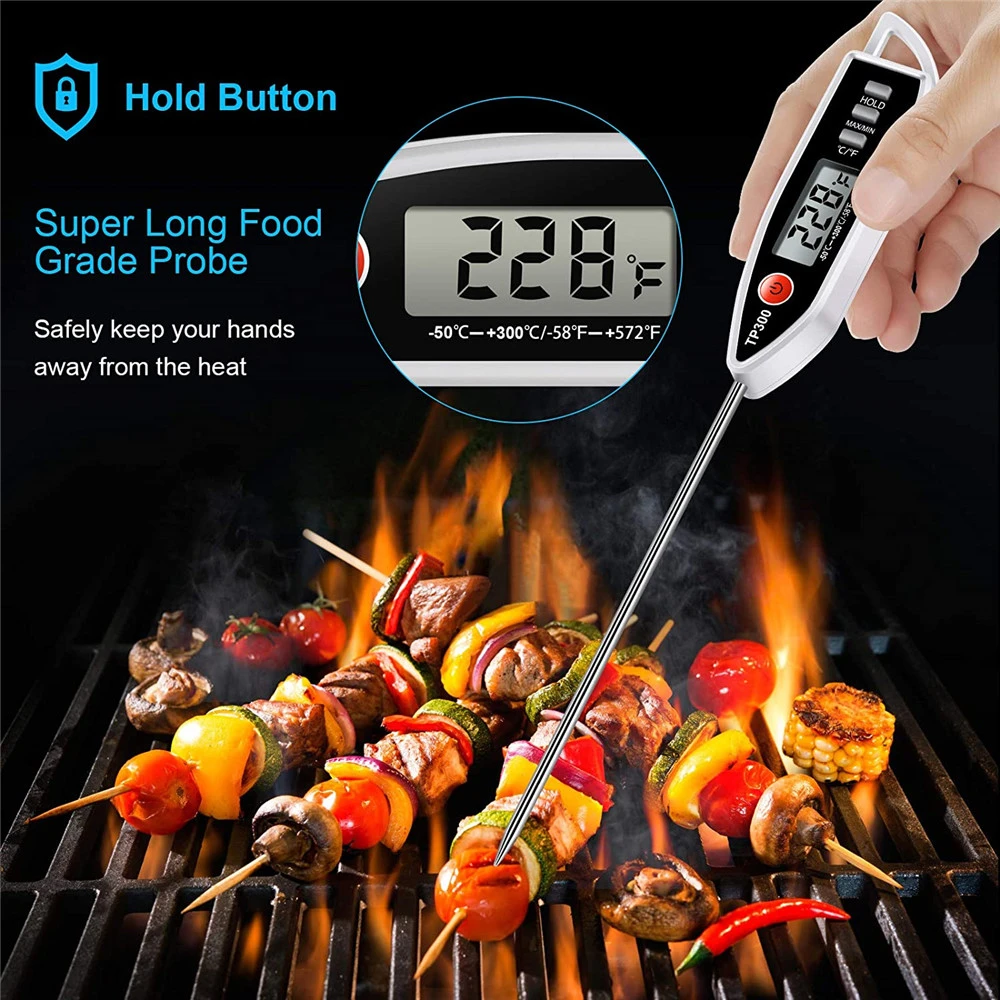 Instantly Read Meat Thermometer, High-precision Sensor Barbecue Thermometer, with HOLD Button, Suitable for Liquid/BBQ/Kitchen