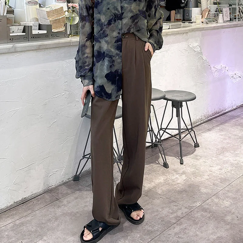 Wide Leg Pants Women All-match Harajuku Female BF Clothing Loose Office Formal Summer Khaki Bottoms Casual Retro Pantalones Soft