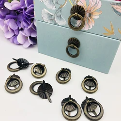 10pc Vintage Metal Tin box decorated handle Mini Drawer Door Ring Pulls For Handmade Craft Iron Jewelry Storage Box Case Handle