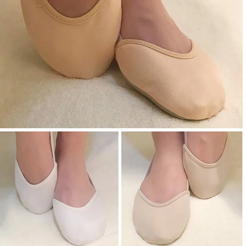 USHINE Leather Cloth Half Non-slip Sole Stretch Exercise Rhythmic Gymnastics Pointe Belly Ballet Yoga Dance Shoes for Women