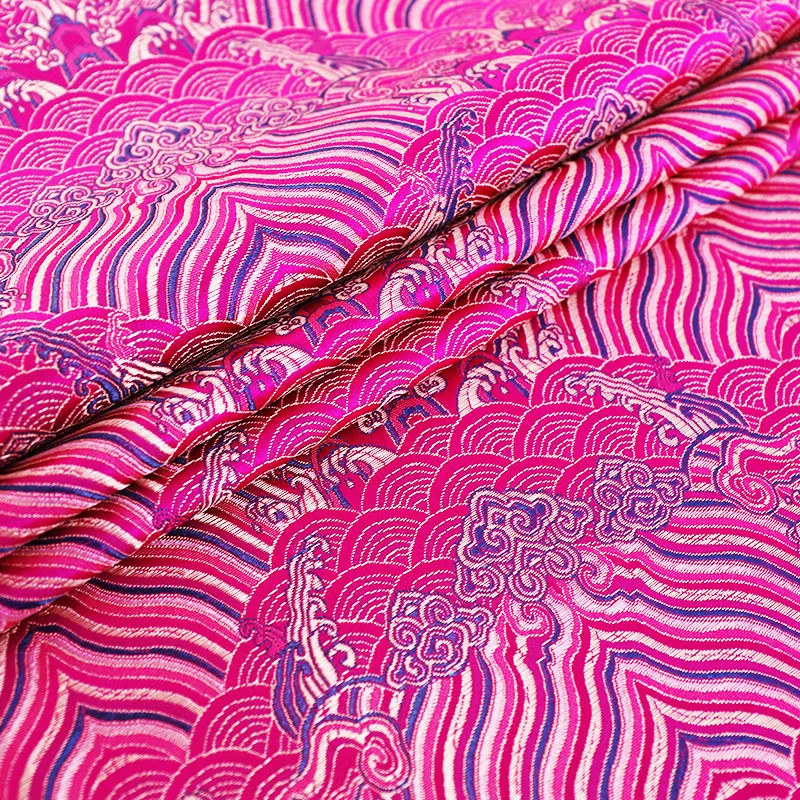 Purple satin fabrics brocade jacquard pattern garment fabric for DIY patchwork design material for sewing cheongsam and kimono