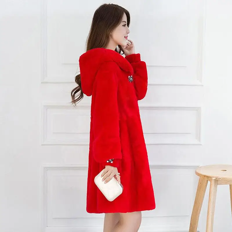 

Autumn Winter Faux Mink Fur Coat Women Thicken Warm Faux Fur Jacket Coat Woamn Hooded Warm Imitation Mink Fur Coats Long Outwear