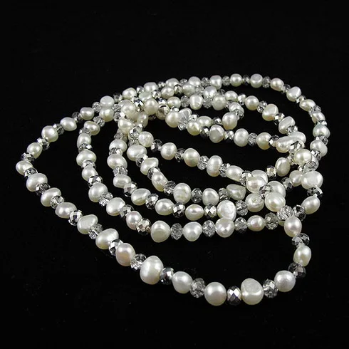 Unique Pearls jewellery Store Long Pearl Necklace White Baroque Freshwater Pearl Crystal Necklace More Color For Choose