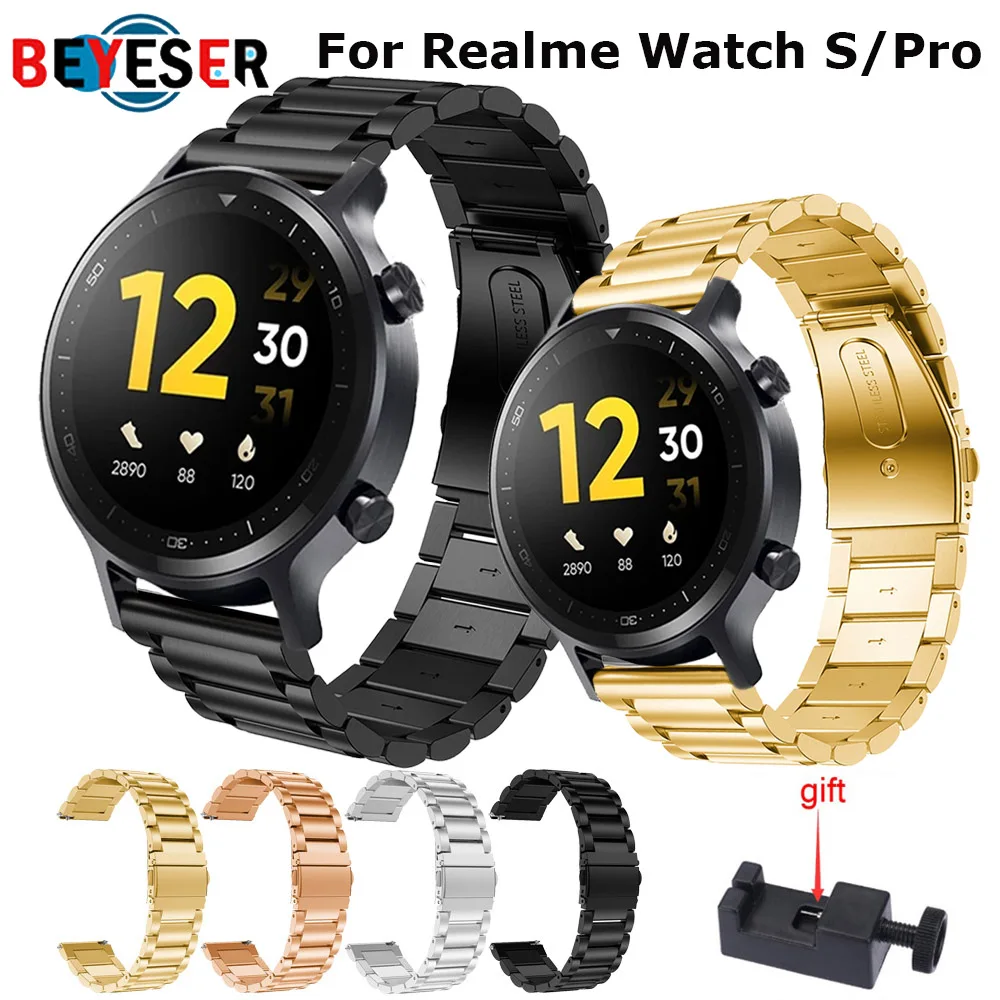 Stainless Steel Strap For Realme Watch S Pro Smart Band Metal Quick Release Bracelet For Realme Watch 2 Real Me Wristband Correa