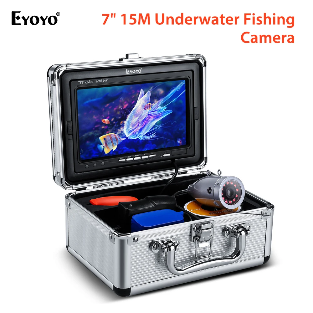 

Eyoyo EF07 Fish Finder Underwater Fishing Camera 1000TVL Screen 12pcs IR LEDs Ice FishFinders Camera For Ice/Sea Fishing