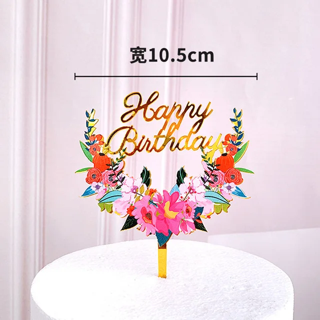 Gold Silber Alles Gute zum Geburtstag Kuchen Topper Acryl Klassische Geburtstag Cupcake Topper Dessert Dekoration für Baby Dusche Kuchen Liefert – Detail 16