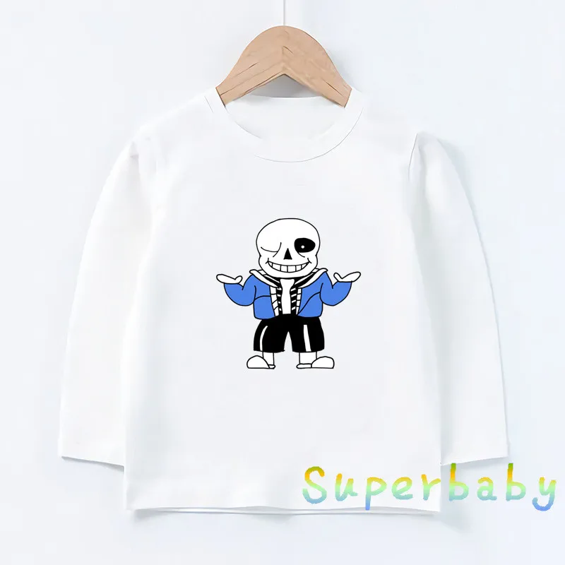 Children Skull Brother Undertale Sans Print T shirt Baby Boys Girls Cartoon Funny Tops Kids Long Sleeve T-shirt,LKP2405