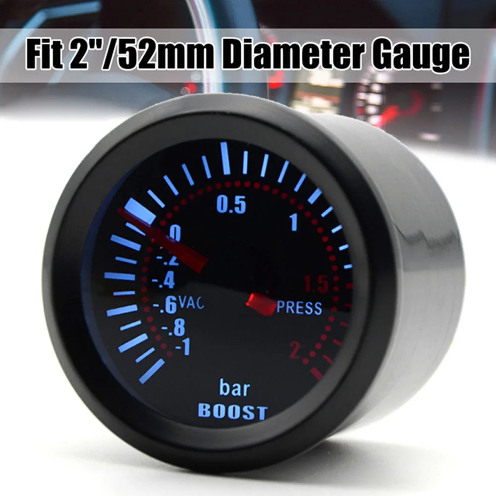 Universal 52mm Pressure Turbo Boost Gauge 2 BAR Auto Turbo Boost Meter Smoke Len with Digital Led Light DC 12V Car Accessories