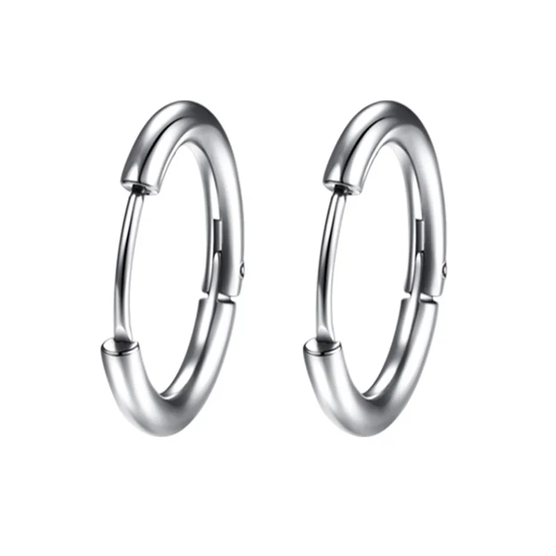 1 Paire de Boucles d'Oreilles Simples et Fines en Acier Inoxydable pour Femme/Homme