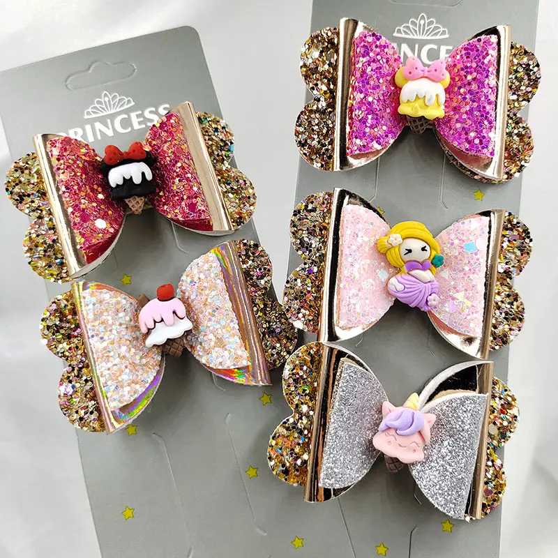 Lollipop Bows Hairgrip Glitter Hair Bows with Clip Dance Party Bow Hair Clip Girls Hairpins Hair Accessories