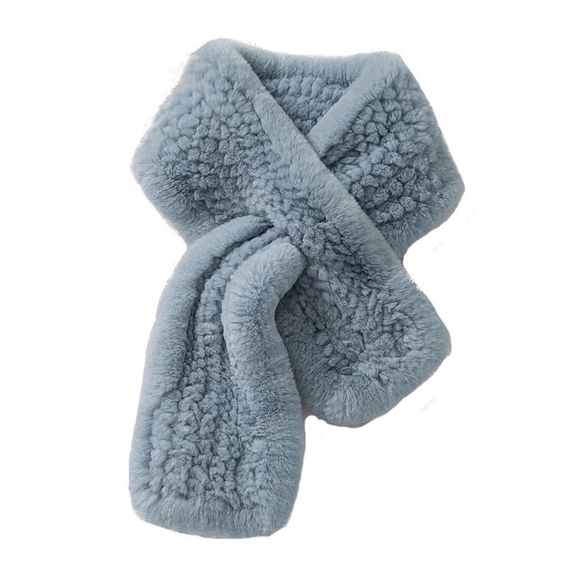 ZDFURS* winter thick real rabbit fur fluffy scarf knitted rex rabbit fur collar rabbit fur muffler fashion scarves