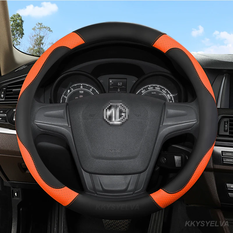 PU Leather Car Steering Wheel Cover 15 Inch/38cm for MG 3 5 6 7 ZS HS GS EHS EZS GT EV RX Currency Accessories