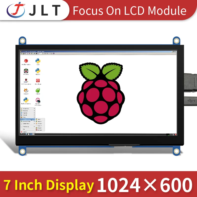 

7Inch TFT LCD Display for Extended screen Portable laptop for Monitor Raspberry Pi 5 4 Model B 1024*600 RGB Pixels Touch Screen