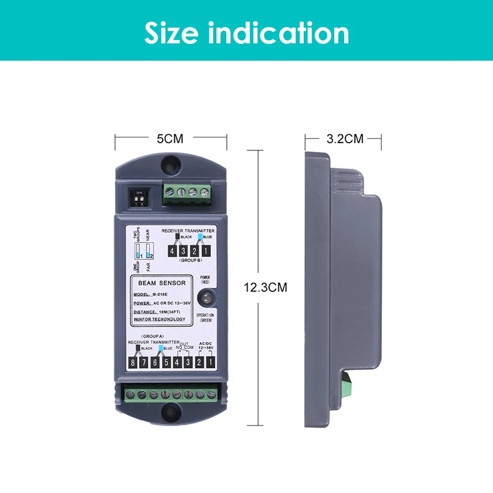 Photoelectric Beam Sensor 10m 90-degree infrared electronic Safety Light automatic door safety beam sensor (Single Beam)
