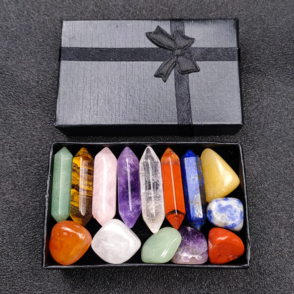 

Reiki 7 Chakra Meditation Ornaments Healing Energy Balance Natural Stones Yoga Amulet With Gift Box for Women Men Collectibles